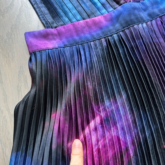 L'idee Gala Plisse Maxi Dress Gown Blue Purple Multi Tie Dye - US 6 - Tie Dye - Picture 8 of 11